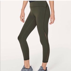 LULULEMON Train Times 7/8 Olive Green Leggings 25”